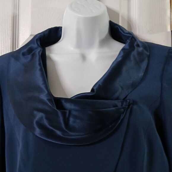 Talbots navy blue pure silk 2 pc formal dress wedding mother of the bride Sz 10P - Picture 4 of 13
